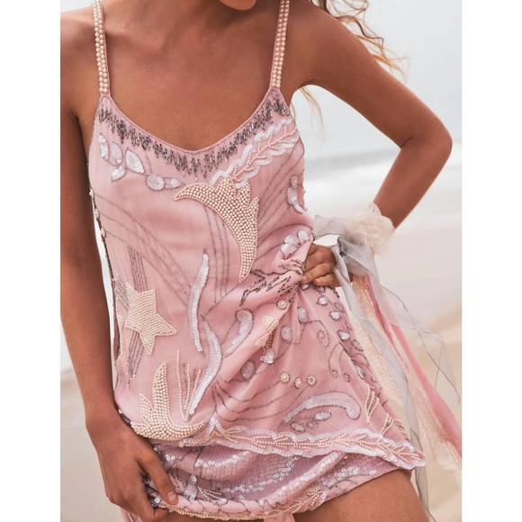 NEW LOVESHACKFANCY pinto mini dress in dusy blush - Picture 2 of 4